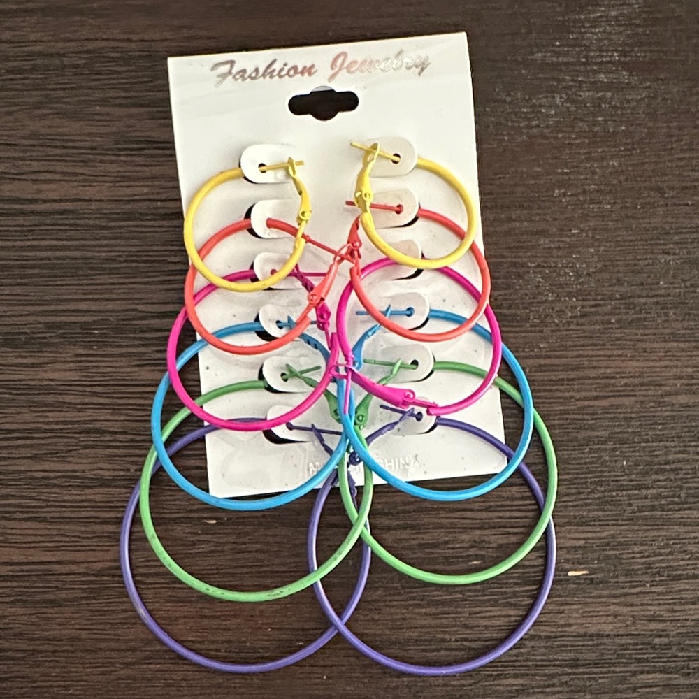 Vibrant Multi-Color Hoop Earrings by Fashion Jewelry